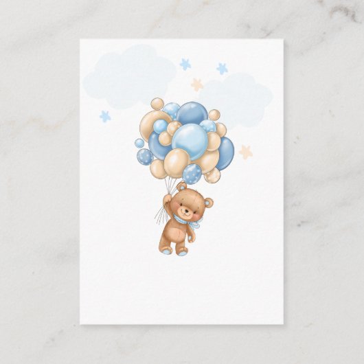 テディベアバルーン赤ちゃんシャワーおむつラッフル エンクロージャーカード (裏面)