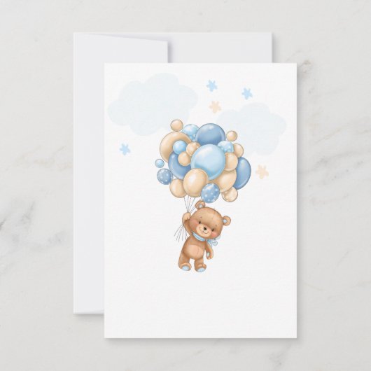 テディベアバルーン赤ちゃんシャワーおむつラッフル ノートカード (裏面)