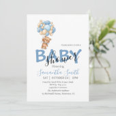 テディベアバルーン赤ちゃんシャワー招待状 案内状 (スタンド正面)