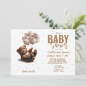 テディベアバルーン赤ちゃんシャワー男女兼用 招待状 (スタンド正面)