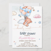 テディベアバルーン赤ちゃんシャワー 招待状 (正面)