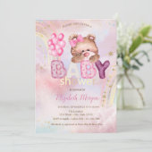 テディベアバルーン雲レインボーベビーシャワー 招待状 (スタンド正面)