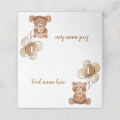 テディベアバルーン1stバースデーテント座席表 プレイスカード (外部開封)