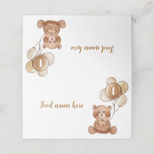 テディベアバルーン1stバースデーテント座席表 プレイスカード (外部開封)