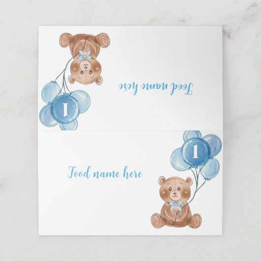 テディベアバルーン1stバースデーテント座席表 プレイスカード (外部開封)