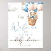 テディベアバルーン |ブルーボーイベビーシャワーへようこそ ポスター (正面)