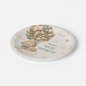 テディベアバルーンBeige緑ベビーシャワー ペーパープレート (アングル)