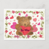 テディベアバレンタインの水の色を私のものにする シーズンポストカード (正面)