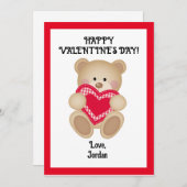 テディベアバレンタインデーパーソナライズされたカード – かわいいプレゼント シーズンカード (正面/裏面)