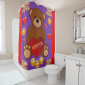 テディベアバレンタイン子供のシャワーカーテン シャワーカーテン (インサイチュ)