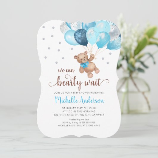 テディベアバーリーウェイベビーシャワー招待状 招待状 (スタンド正面)