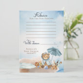 テディベアバーリーウェイボーイベビーシャワーアドバイス 招待状 (スタンド正面)