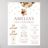 テディベアバーリーウェイマイルストンベビー1st誕生日 ポスター (正面)