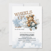 テディベアパイロットオンザーズ男の赤ちゃん 招待状 (正面)