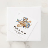 テディベアパイロットボーイベビーシャワーメッセージカード フェイバータグ (インサイチュ)