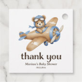 テディベアパイロットボーイベビーシャワーメッセージカード フェイバータグ (裏面)