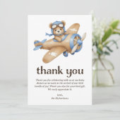 テディベアパイロットボーイベビーシャワー サンキューカード (スタンド正面)