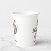 テディベアパイロット男の赤ちゃんシャワー紙カップ 紙コップ (左)