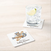 テディベアパイロット男の赤ちゃんシャワー紙コースター スクエアペーパーコースター (インサイチュ)