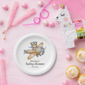 テディベアパイロット男の赤ちゃんシャワー紙プレート ペーパープレート (パーティー)