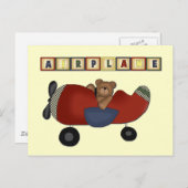 テディベアパイロットTシャツとギフト ポストカード (正面/裏面)