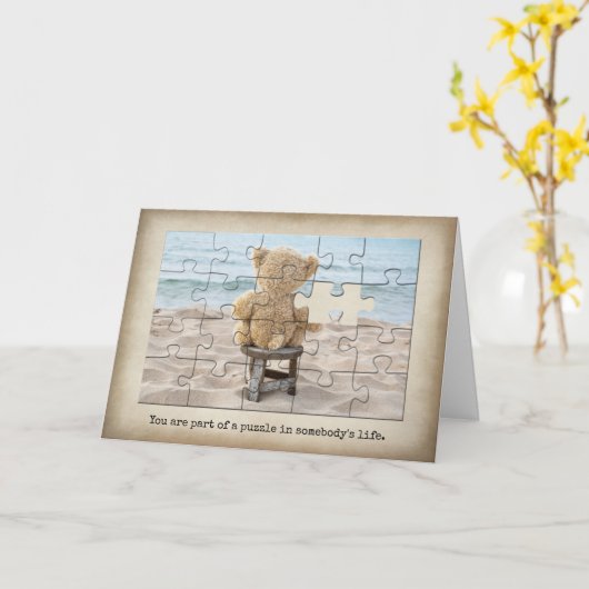 テディベアパズル カード (黄色い花)