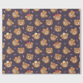 テディベアパターン ラッピングペーパー (フラット)