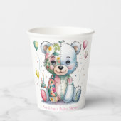 テディベアパッチワークフローラガールベイビーシャワー 紙コップ (裏面)