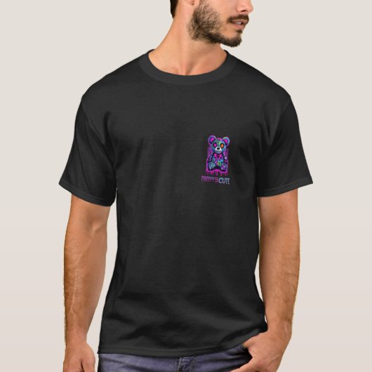 テディベアパッチワーク 怖可愛い エモ 暗黒 Tシャツ (正面)
