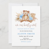 テディベアパンパスグラスバーリー待ちベビーシャワー 招待状 (正面)