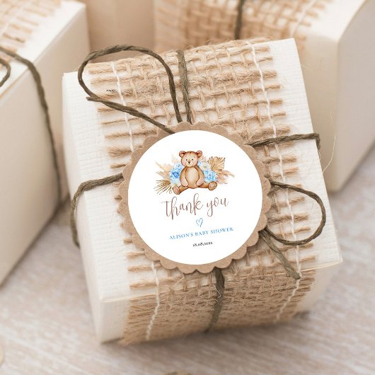 テディベアパンパスグラスベビーサンキュー ラウンドシール