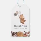 テディベアパンプキン – 1歳の誕生日ありがとう ギフトタグ (正面)