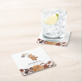 テディベアパンプキン – 1歳の誕生日 スクエアペーパーコースター (インサイチュ)