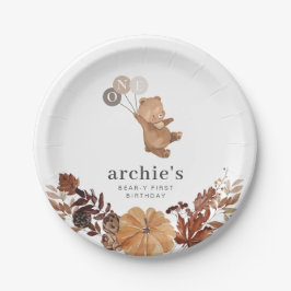 テディベアパンプキン – 1歳の誕生日 ペーパープレート