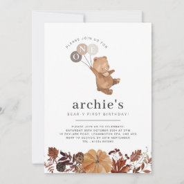 テディベアパンプキン – 1st誕生日招待状 招待状