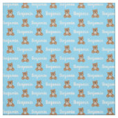 テディベアパーソナライズされたブルー名 ファブリック (見本)