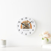 テディベアパーソナライズされたレインボーボホ子供部屋 ラウンド壁時計 (ホーム)