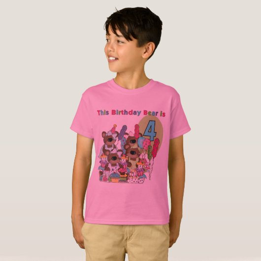 テディベアパーティー4th誕生日Tシャツとギフト Tシャツ (正面フル)
