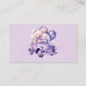 テディベアパープルバルーン車の女の子おむつラッフル 名刺 (裏面)