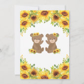 テディベアヒマワリーフローラベビーシャワーツインガールズ 招待状 (裏面)