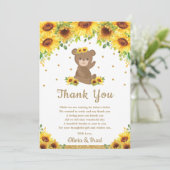 テディベアヒマワリーベビーシャワー誕生日 サンキューカード (スタンド正面)