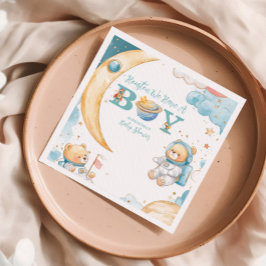 テディベアヒューストン我々は男の子の宇宙を持っている スタンダードカクテルナプキン