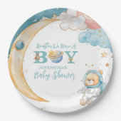 テディベアヒューストン我々は男の子の宇宙を持っている ペーパープレート (正面)