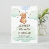 テディベアビーズベビーベア1stバースデー招待状 招待状 (スタンド正面)