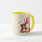 テディベアピクニックハッピー1st誕生日紙プレート マグカップ (正面右)