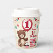テディベアピクニックハッピー1st誕生日紙プレート 紙コップ (裏面)