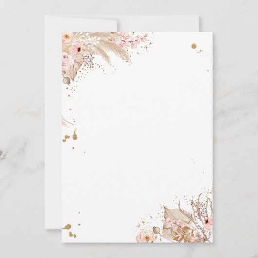 テディベアピクニックピンクガールファースト誕生日パーティー 招待状 (裏面)