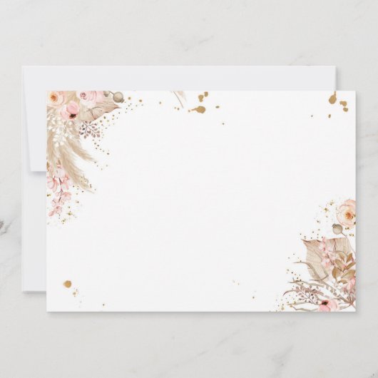 テディベアピクニックピンクガールファースト誕生日パーティーI 招待状 (裏面)