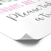 テディベアピクニックピンクフローラ誕生日トリートサイン ポスター (角)