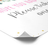 テディベアピクニックピンクフローラ誕生日フェイスサイン ポスター (角)